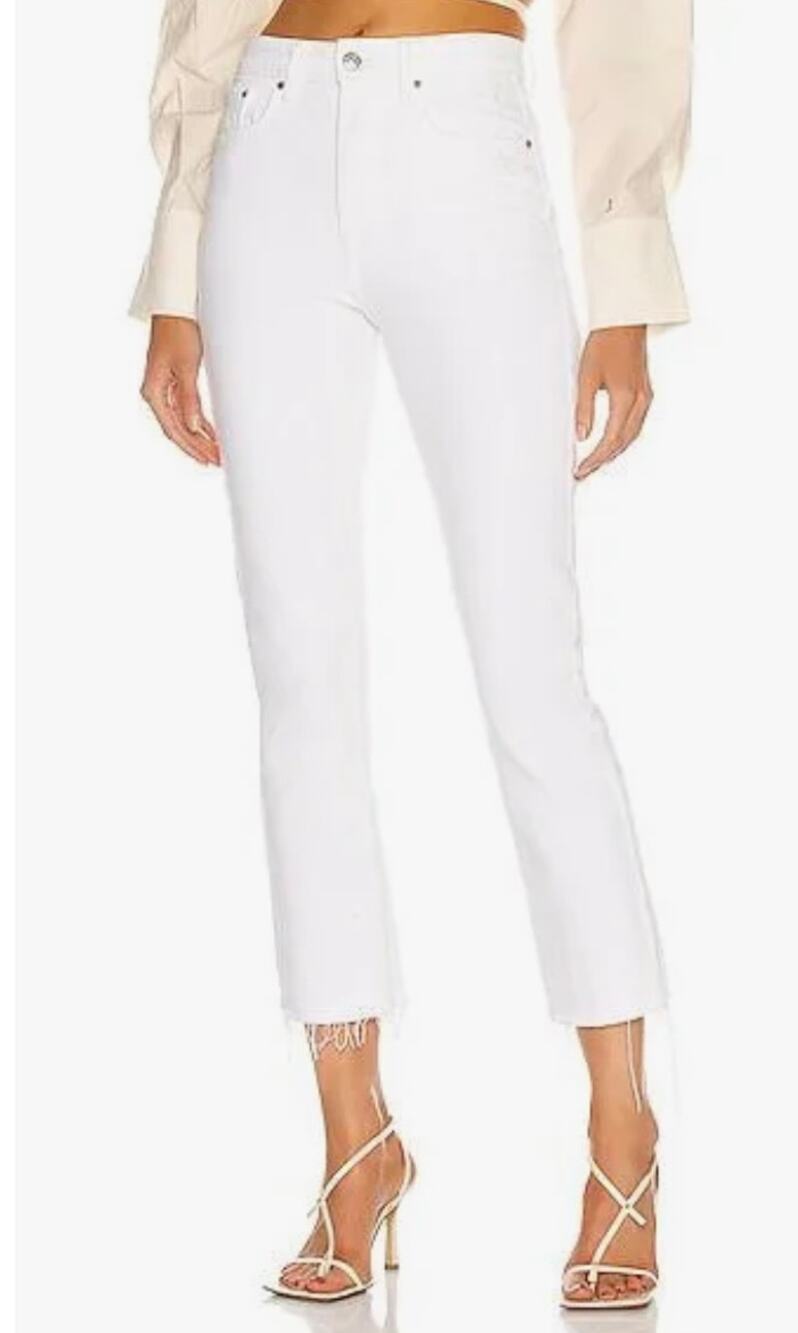 GRLFRND Button Fly Karolina High Rise Straight Crop Jeans In Brentwood Size 28
